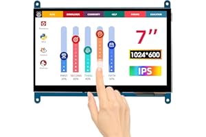 ELECROW Raspberry Pi Display, 7 Zoll Mini Monitor 1024X600 HD LCD Display Touchscreen Monitor Kompatibel mit Raspberry Pi 5/4/3/2/Zero, PC, Jetson Nano, Banana Pi, BB Schwarz
