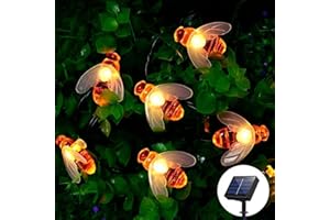 Unihoh Solar Garden String Lights, [60 LED] Honey Bee Fairy Lights 8 Modes 9M/30Ft Waterproof Outdoor Solar Powered Decorative Light for Garden, Patio, Christmas, Party Decor(Warm White)