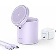 Anker Magnetic Wireless Charger, 623 MagGo 2-in-1 Wireless Charging Station with 20W USB-C Charger, for iPhone 13/13 Pro / 13 Pro Max / 13 Mini/iPhone 12/12 Pro, AirPods Pro (Lilac Purple)