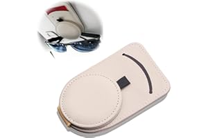 NA Leather Glasses Holder for Car, Car Glasses Holder Magnet, Car Visor Sunglasses and Ticket Cards Clip for Gifts for Friends Family (Beige)