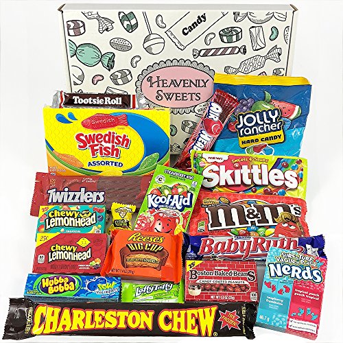 American Candy Geschenkkorb | Retro Süßigkeiten und Schokolade Geschenkkorb | Auswahl beinhaltet Reeses, Skittles, Nerds, Hersheys, M&M's | 19 Produkte in einer tollen retro Geschenkebox