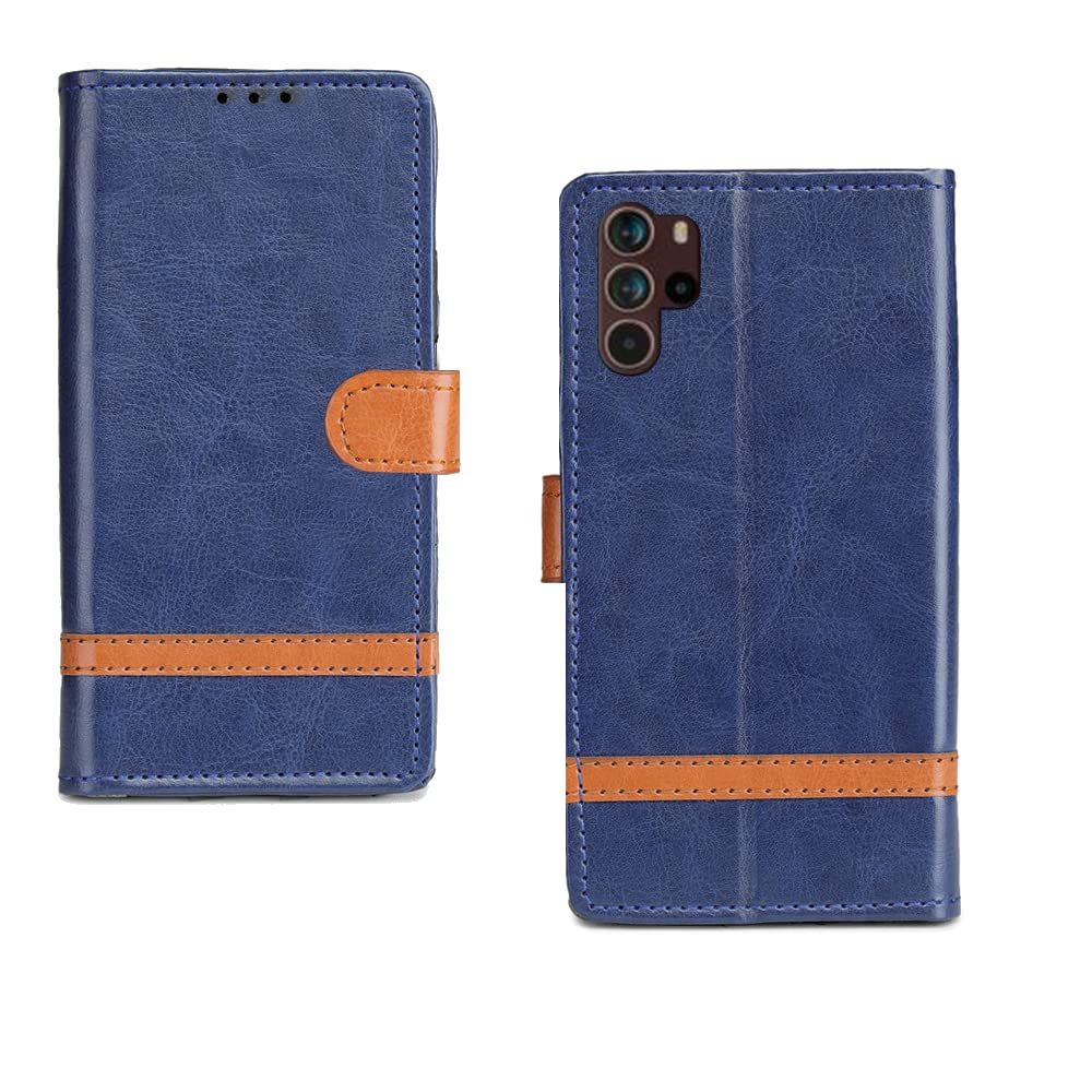 Pinaaki Enterprises Micromax in Note 2 Flip Cover I with Card Pockets | Wallet Stand |Complete Protection Designer Flip Case for Micromax in Note 2 - Blue with Stripe