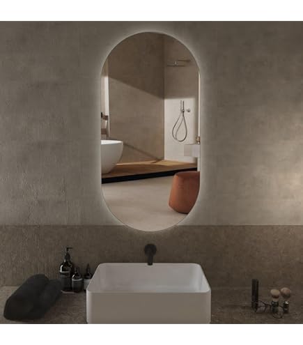 Specchio Led Miral Da Bagno – 40x80x2,8 Cm, Vetro Temperato, Luce Frontale Regolabile (3000K, 4000K, 6500K), Interruttore Touch, IPX4, Alimentatore IP67