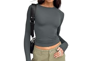 Trendy Queen Damskie koszulki z długim rękawem, moda jesienna, podstawowe krótkie topy, stroje na wyjścia i treningi, styl Y2k