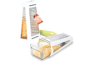 Avilia – Grattugia Multiuso in Acciaio Inox con Doppia Lama e Contenitore Rimovibile, Grattugia Manuale Ideale per Formaggio, Verdure e Cioccolato