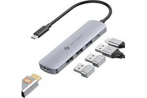 NOVOO Hub USB C z HDMI 4K, PD 100W, 3 porty danych USB A Dock USB C 5 Gbps Adapter USB C do iPhone 15/15 Pro, MacBook Pro/Air M1 M2, iPad Pro, Surface, XPS, Thinkpad, Galaxy i Di więcej