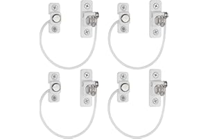 HOMGEN Window Restrictors, 4Pcs Window Locks Child Safety Window Safety Locks Window Restrictor Lock for Upvc Wooden Window Chain Restrictor with Keys & Screws Perfect for Baby Security Pet Safety