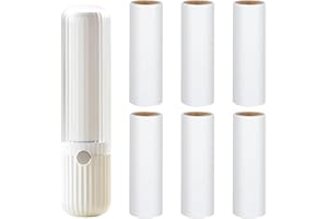 FENGQQKJ Fusselrolle für unterwegs Wiederverwendbar Fusselrollen Inklusive 6 Mini Nachfüllpacks 1 Abroller Tierhaarentferner Flusenentferner für Kleidung Sofa Tierhaare Perlweiß