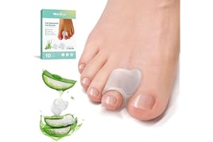 Welnove Separadita per dita in gel - Confezione da 10 distanziatori per dita dei piedi con estratto di aloe vera per dita sovrapposte, allineamento dell'alluce e sollievo dall'alluce valgo