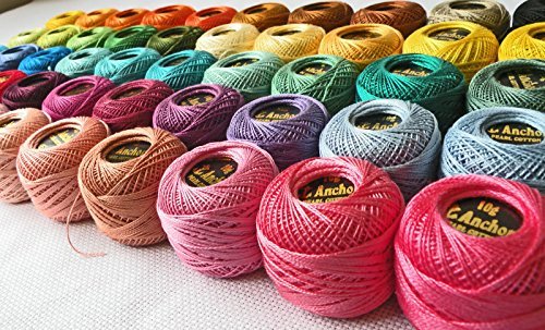 ANCHOR 40 bobines de coton perlé pour crochet taille 8 (85 mètres chacune)