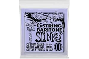 Ernie Ball, P02839, Corde Slinky per chitarra baritona a 6 corde, scala 29 5/8, con estremità a sfera piccole, diametro 13-72