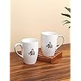 VOLA Gaj Series (230ml) Set of 2 | Porcelain Coffee Mugs with Platinum Rim and Elephant Motif | Home & Office Use | Kitchen & Dining Luxury Tableware | Ideal for Gifting |
