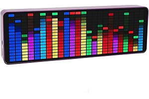 YUNIR Music Spectrum Display, 384 LED Audio Spectrum Analyzer with Clock, 20 Dynamic 7 Color Music Spectrum Pickup Analyzer with 1624 Segment Rhythm Light Level Voice Sensor, for Audio
