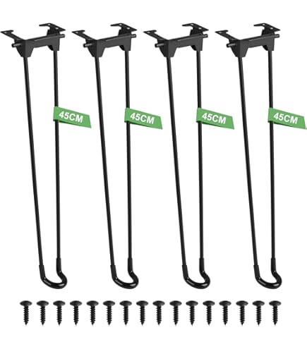 MUKCHAP 8 stuks 43 cm opvouwbare haarspeldpoten, metalen pin poten, haarspeld tafelpoten, meubelpoten met beschermende voeten voor koffie, laptop, tafel, doe-het-zelf mini-bureau, nachtkastje, zwart