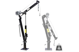 WilTec Grue de Levage Pick up Rabattable Charge de 900kg Tête pivotante à 360° & Treuil Socle Solide