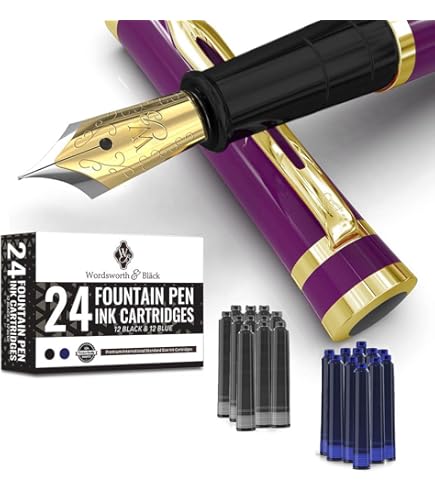 Wordsworth & Black Fountain Pen Set, 18K Gouden Brede Penpunt, Inclusief 24 Pack Inktpatronen, Inktvulconverter & Cadeauverpakking, Gouden Afwerking,[Racing Green], Perfect voor Mannen & Vrouwen