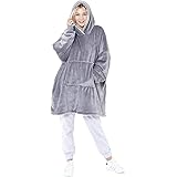 Eskimo Oversized Sherpa Hoodie Sweatshirt Blanket - Warm and Cosy - Reversible with Pockets Grey