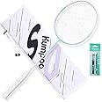 KUMPOO Badminton Racket Set with Grip Tape & Cover, Carbon Fiber Badminton Racket Professional Racquet for Outdoor Games, Training, Pro Badminton Racket Lightweight for Beginner, Intermediate Players