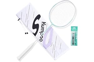 KUMPOO Badminton Racket Set with Grip Tape & Cover, Carbon Fiber Badminton Racket Professional Racquet for Outdoor Games, Training, Pro Badminton Racket Lightweight for Beginner, Intermediate Players