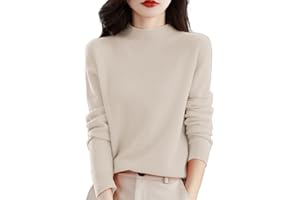 GENERIC Cashmere Jumpers Ladies Women's Semi Turtleneck Sweater Long Sleeve Solid Color Pullover with A Base Shirt Autumn and Winter Warm Loose Sweater Jumpers for Women UK