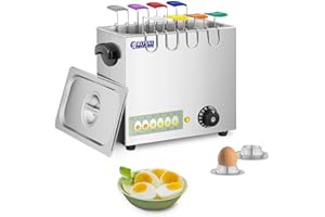 Royal Catering Cuiseur à oeufs cuit-œufs électrique coquetier professionnel RCEB-8T (2 600 watts, Jusqu’à 8 œufs, Acier inoxydable, 8 cuillères à œufs, 4 coquetiers)