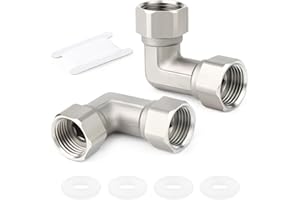 TAISHER 2PCS 304 Stainless Steel 90 Degree Elbow 2 Ends Flexible Movable Connector, 1/2" Female for Sprayer, Angled Valve, Shower Arm