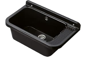 Hydroland Waschbecken Schwarz 60cm 34x59x21 cm Klassisch inkl. Ablaufgarnitur Ablauf