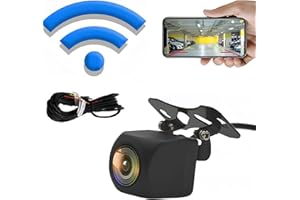 MOMOTOU WiFi Auto Drahtlose Backup Kamera 1080P HD Nachtsicht Auto Rückfahrkamera IP68 wasserdichte 170 Grad Breite Betrachtungswinkel mit App für Auto Van SUV Pickup Anhänger RV (Acc Kabel)