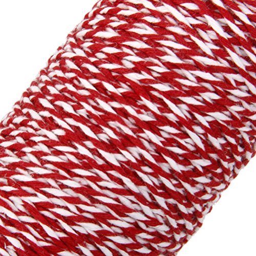 WINOMO 100m Baumwolle Bäcker Schnur String Kordel Glas Flasche Geschenk Box Decor Craft (rot + weiß) - 5