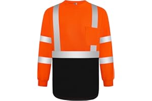 Graunton Warnschutz T-shirt, Warn Tshirt Herren für Männer Frauen, Warnschutz T-shirt Baumwolle mit Reflektierenden Streifen, Langlebig&Atmungsaktiv, YCX-Orange Schwarz, L.