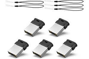 Lot de 5 Clé USB 32 Go 2.0 Ultra Mini, Vansuny Clé USB 32 Go Mini Stockage Externe Flash Drive à Haute Vitesse pour PC/TV/Autoradio (Noir, 5 Pcs, Lanière)