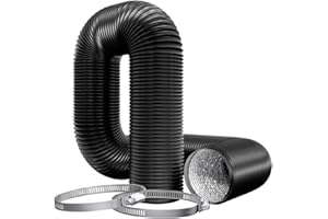 SZFANYANGXUAN 4 Inch (100mm) Flexible Aluminum PVC Ventilation Ducting Hose - 5m Black Air Duct Pipe for Extractor Fan, Hydroponics, Grow Tents, Dryer Vents