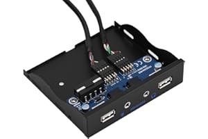 VBESTLIFE Floppy-Frontplatte, USB2.0 HD Audio Floppy-Frontplatte 3,5'' 9-polig auf 2 USB2.0-Schnittstellen mit Einem Mikrofon und Einem Audiostecker