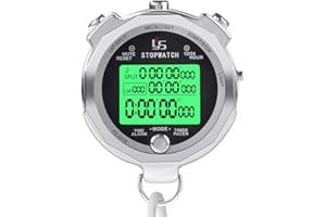 ‎LAOPAO LAOPAO Stoppuhr, 1/1000 Sekunden Precision 100 Stück Speicherdaten LCD Elektronischer Digitaler Chronograph Timer mit Leuchte Funktion&Stumm Funktion für Fußball Sport Schiedsrichter Trainer