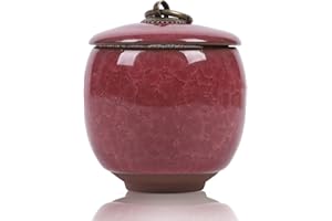 YOUDEAR MEMORIALS Youdear Service Urna pequeña para cenizas humanas de 5 cm, urna hecha a mano, bonita urna de recuerdo pequeña, mini urna de cerámica, capacidad para aprox. 20 cm3 cenizas,para perros,para gatos (rojo)