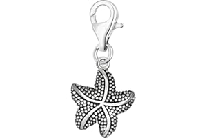 Quiges 925 Sterling Silver Sea Horse Clip On Lobster Clasp Charm Pendant