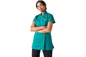 Simon Jersey Press Stud Women's Healthcare/Beauty Tunic with Hidden Zip in Sizes 6-26. Easy Care Nurse/Carers Uniform Tunic, Scrub Tops for Women UK, Quality Medical Uniforms & Scrubs