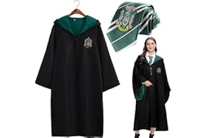 WGVSVLK Zauberer Kostüm,Harry Potter Kostüm für Kinder und Erwachsene,Magier Robe,Mit bestickten Krawatte,für Cosplay,Maskerade,Karneval,Halloween