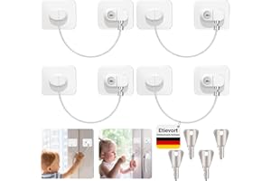 ETIEVORT 4 Pezzi Lucchetto per Frigorifero Bambini, Blocca Finestre Per Bambini, Blocca Finestra con 4 Chiavi, Sicurezza Cassetti Bambini con Forte Adesivo per Frigoriferi, Cassettiere, Porte E Finestre
