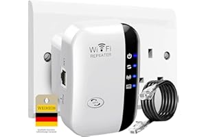 WEIMEIH Repeteur WiFi Amplificateur WiFi Puissant 300Mbps 2.4GHz Range Booster Répéteur Repetiteur WiFi Extender sans Fil avec Port Ethernet,Compatible avec Toutes Les Box Internet,Avoir AP/R/WPS Protection