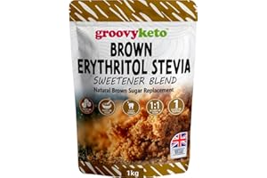 Groovy Keto Brown Erythritol & Stevia Blend 1kg – Natural Brown Sugar Substitute for Baking & Cooking, Keto & Diabetic Friendly, Low Calorie & Low Carb, Ideal Sugar Alternative