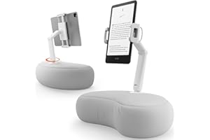 SAIJI Tablet Kissen Halter, 360° Verstellbarer Kindle Halter ipad Halterung Bett mit flexiblem doppelachsigem Arm, Tablet Halterung für iPad, iPhone, Kindle und alle Geräte von 4,7"-15,6"（Grau）