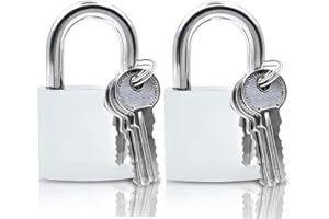 Lamondre Padlocks with Keys 2 Pack, Small Lock 32mm (Keyed Alike), Lock for Gym Locker, Cabinets - Silver