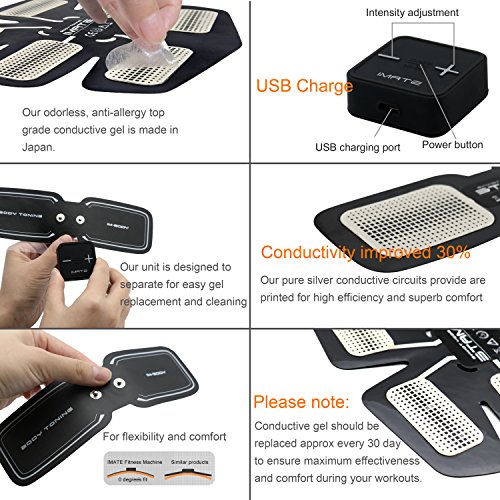 IMATE Abdominal Muskel training Geräte，Professionelle EMS Bauchmuskel-Gürtel zu Hause Fitnesstraining für Männer und Frauen zu Tonen, Abnehmen, Trimmer, Schlank, Figurformer - 5