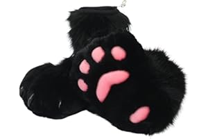 ZFKJERS Cosplay Tier Katze Wolf Hund Fuchs Fursuit Füße Pfote Kralle Schuhe Pelzstiefel Kostümzubehör für Erwachsene (Schwarz)