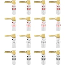 Fiches Banane Plaquées Or 24K Nakamichi – Calibre 4 Mm, 12-18 AWG, Pour Haut-parleurs Et Amplificateurs