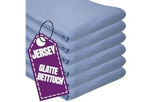QOOLTEX Jersey Glatte Bettlaken 140 x 200 cm ohne Gummizug Himmelblau - Elastische, einfarbige Baumwolle Haustuch - Klassische Hotel Bettücher ohne Spanngummi Laken