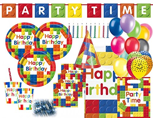 XXL 87 Teile Bausteine Geburtstags Party Set für 8 Kinder