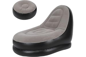 Deals - Sedia gonfiabile per il tempo libero, poltrona gonfiabile Sedia a sdraio gonfiabile Sedia da gioco pieghevole con schienale alto, con poggiapiedi
