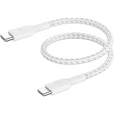 Belkin BoostCharge (0.5ft) Braided USB-C to USB-C Cable for iPhone 16, iPhone 16 Pro, iPhone 16 Pro Max, iPhone 16 Plus, iPho